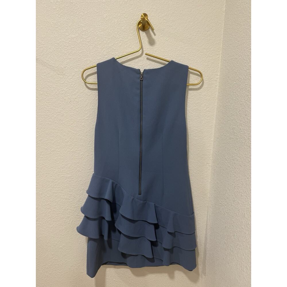 Alice+Olivia Womens Clive Sleeveless Blue Asymmetrical Ruffled Mini Dress Size 2 - Picture 3 of 9